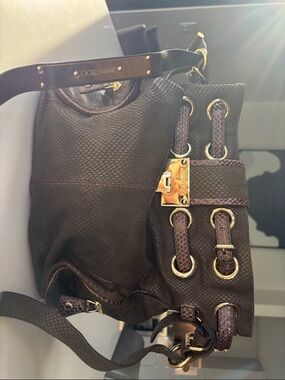 Vintage Jimmy Choo Hobo Bag in authentic brown snake skin.
